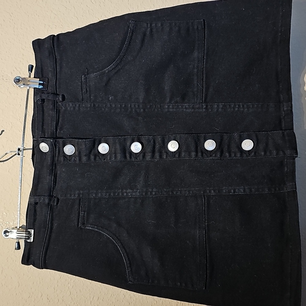 Altar'd State Black Button Down Jean Skirt Size Medium